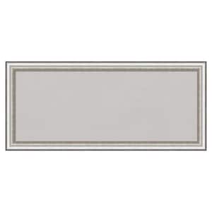 Salon Silver Narrow Framed Grey Corkboard 32 in. x 14 in. Bulletin Board Memo Board