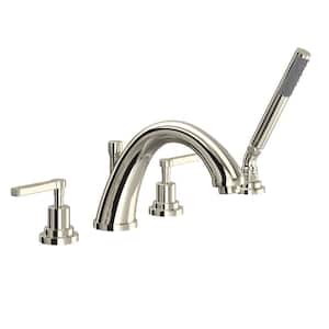 Lombardia 2-Handle Tub Deck Mount Roman Tub Faucet in. Polished Nickel