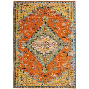 Allur Orange Multicolor 5 ft. x 7 ft. Medallion Traditional Area Rug