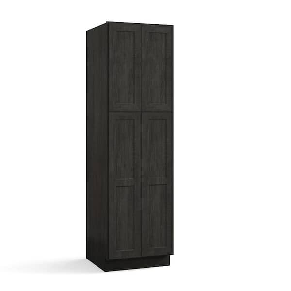 Hausvita 24 in. W x 24 in. D x 90 in. H in Shaker Charcoal Plywood Ready to Assemble Floor Wall Pantry Kitchen Cabinet