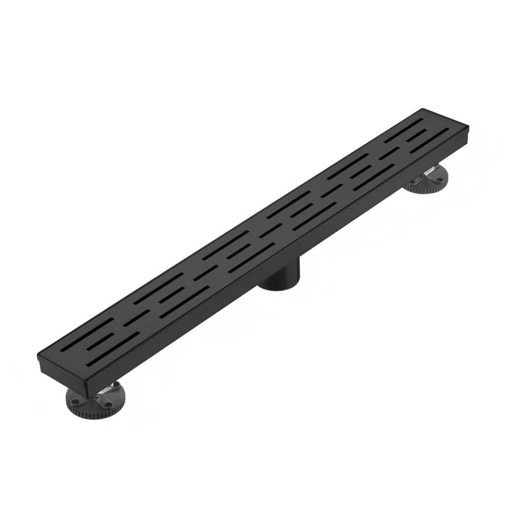 24 in. Linear Shower Drain with Removable Grid Grate and Hair Strainer in Matte Black price history on PriceWatchPro