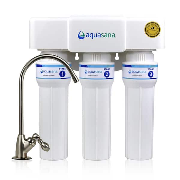 Under Sink Drinking Water Filter : 3-Stage : Max Flow : Reduce PFAS, Lead & Chlorine : Brushed Nickel Faucet