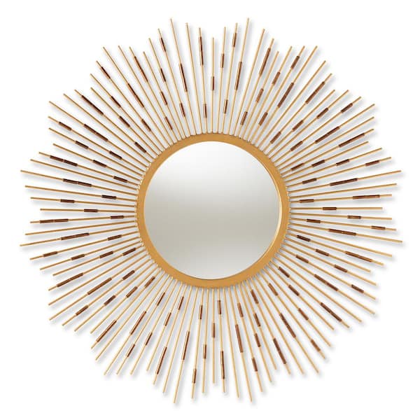 Baxton Studio Medium Round Gold Contemporary Mirror (36 in. H x 36 in. W)