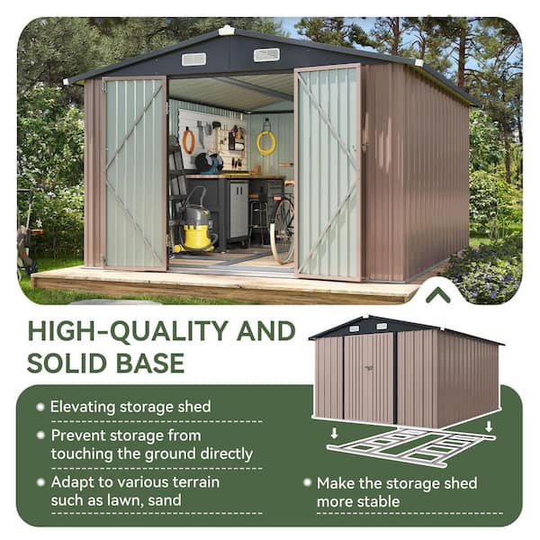 ★MM23　85cm 740g★ Sizzim 10 ft. W x 8 ft. D Metal Storage Shed with Lockable
