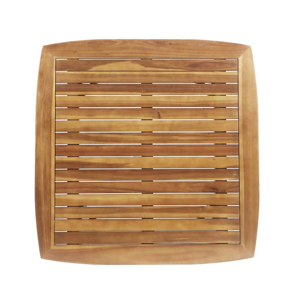 Teak Brown Acacia Wood Outdoor Square Dining Table for 4