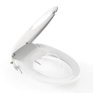 Non-Electric Bidet Seat for Elongated Toilets with Side Knob and Dual Nozzle in White