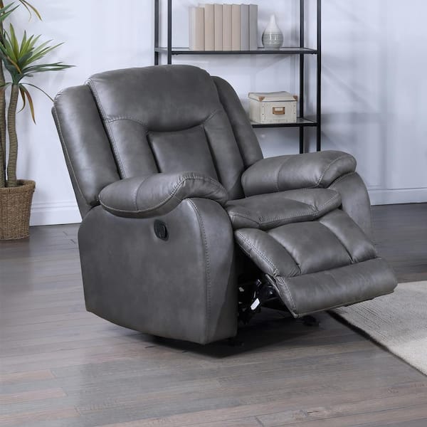 New Classic Furniture Morello Gray Polyester Blend Fabric Glider Recliner
