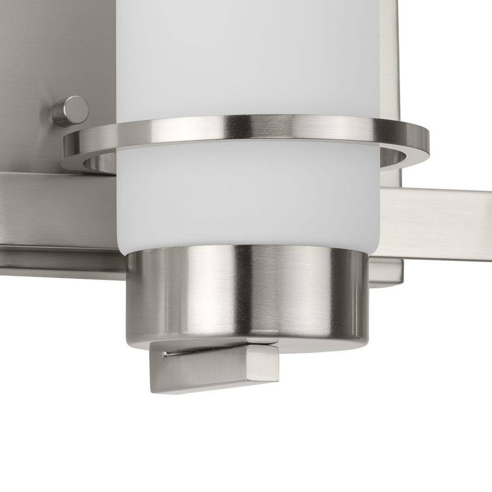 Brushed Nickel 3-Light Vanity Fixture with White Glass Shades