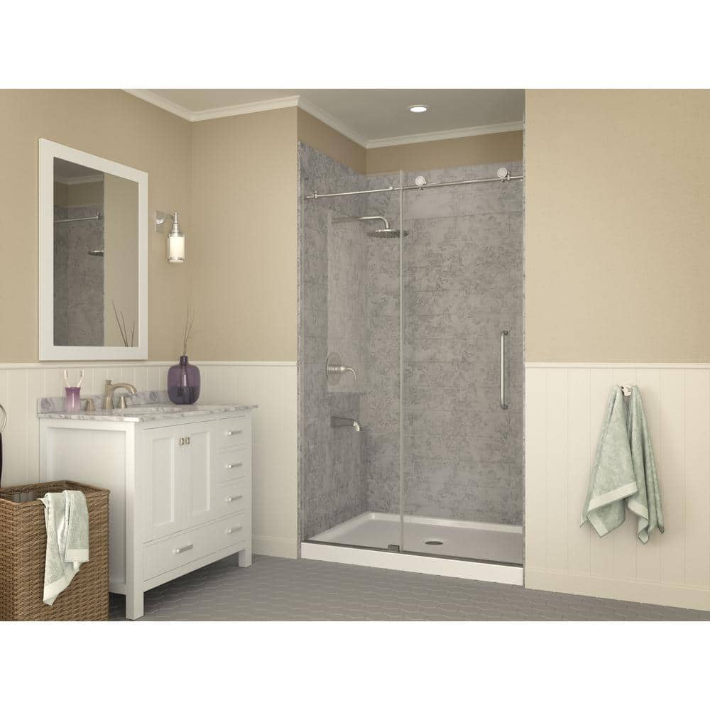 Gloss White Acrylic and Fiberglass Shower Base, 36 x 48 in
