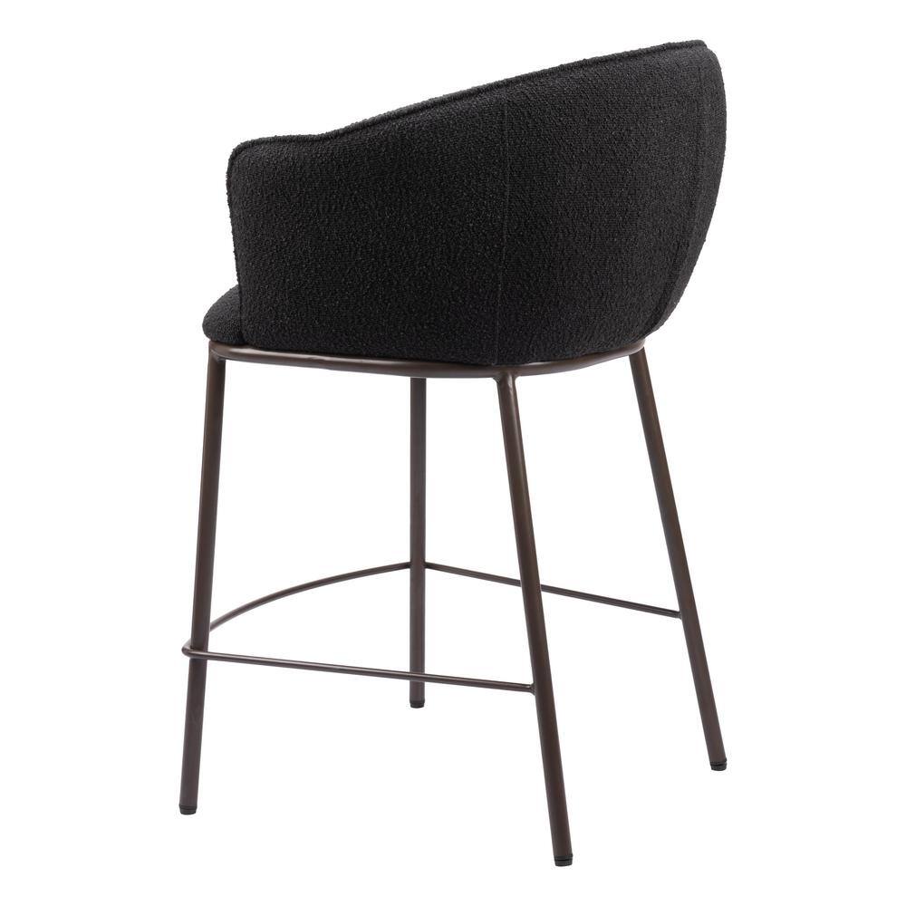 Essen Black Teddy Fabric and Bronze Counter Stool