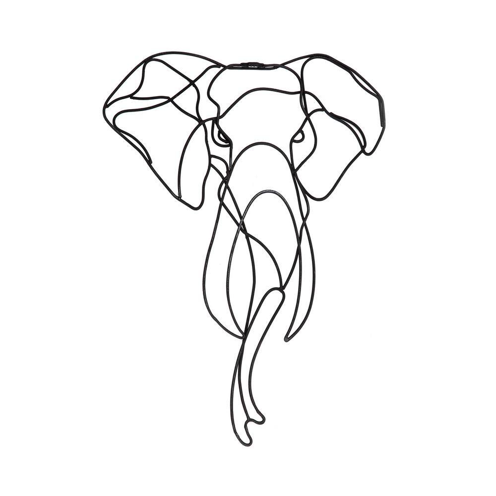 Asha Black Iron Elephant Wall Art, 20" x 28"
