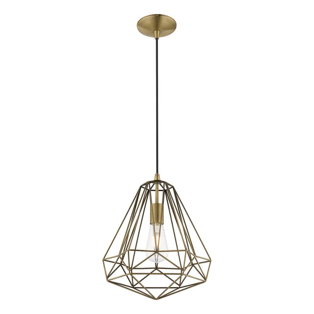 Antique Brass Geometric Mini Pendant Light with LED