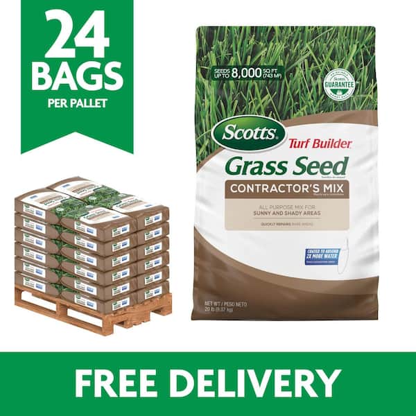 Turf Builder Grass Seed Contractor's Mix Bulk Seed Pallet 480 lbs. For Sunny and Shady Areas (Pallet of 24 20 lb. Bags)