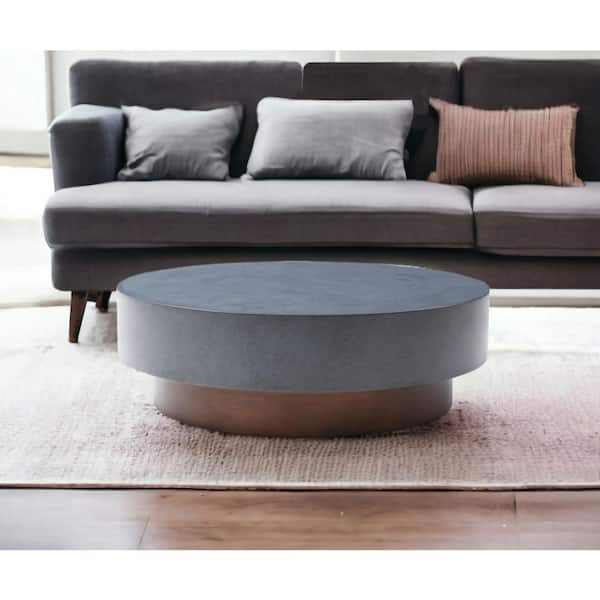 HomeRoots 48 in. Light Brown Round Metal Coffee Table