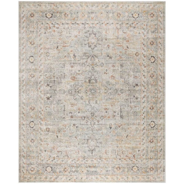 Nourison Oushak Home Light Grey 10 ft. x 14 ft. Floral Traditional Area Rug