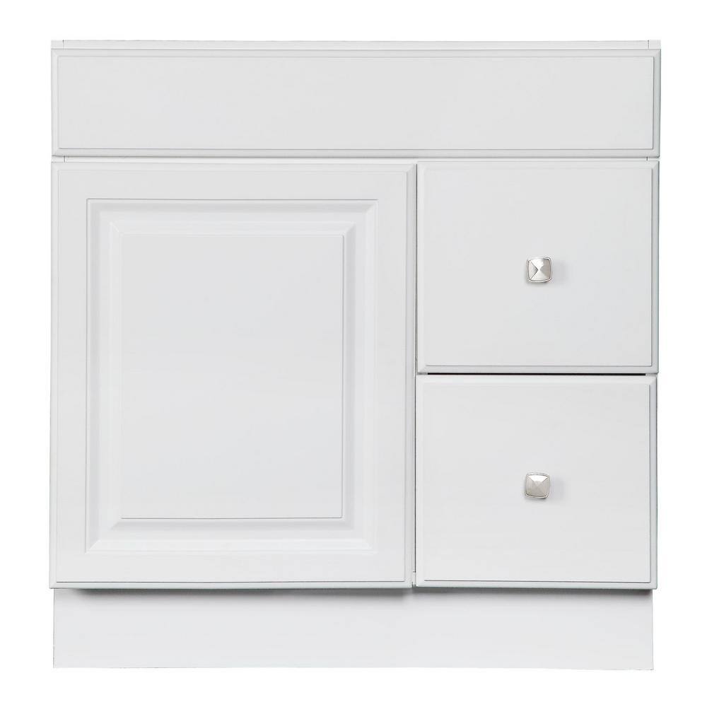Wyndham 30-Inch White Wood Bathroom Vanity with Drawers