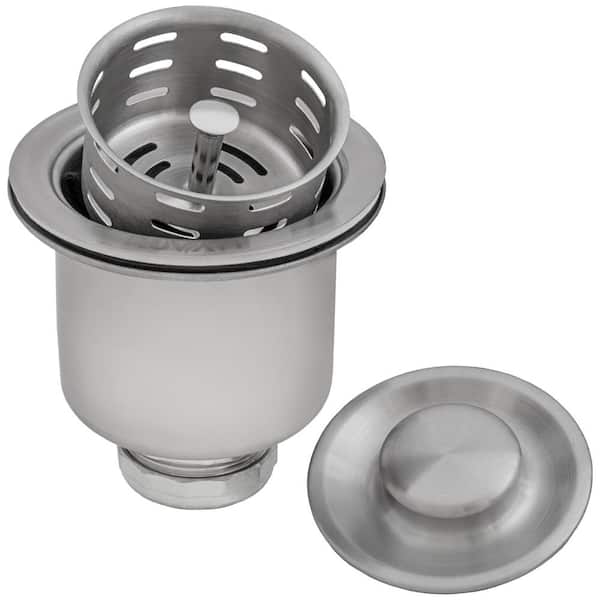 3.5 in. Kitchen Sink Deep Basket Strainer Drain in Stainless Steel
