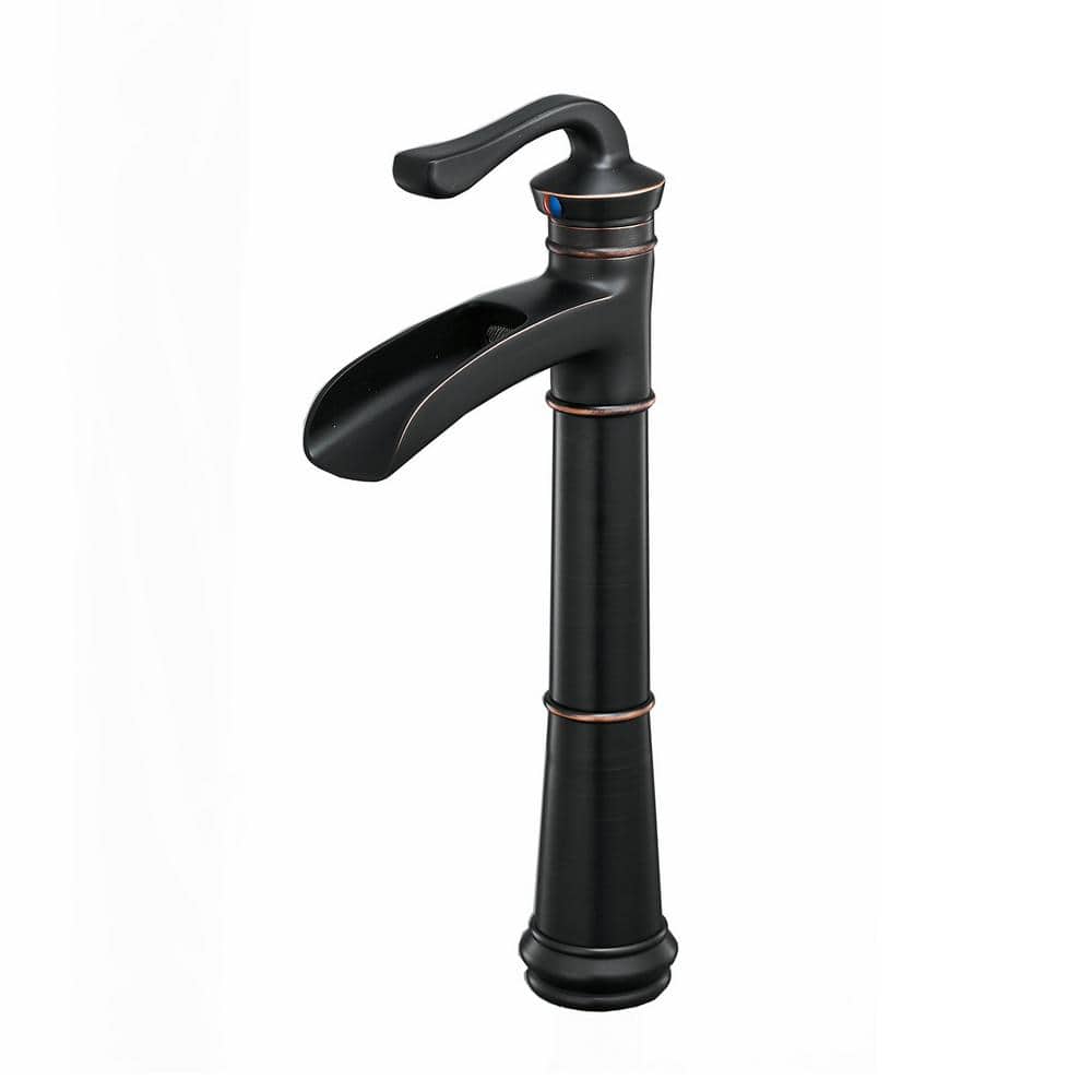 Modern Single Handle Single Hole Bathroom Faucet High Arc Waterfall Vessel 