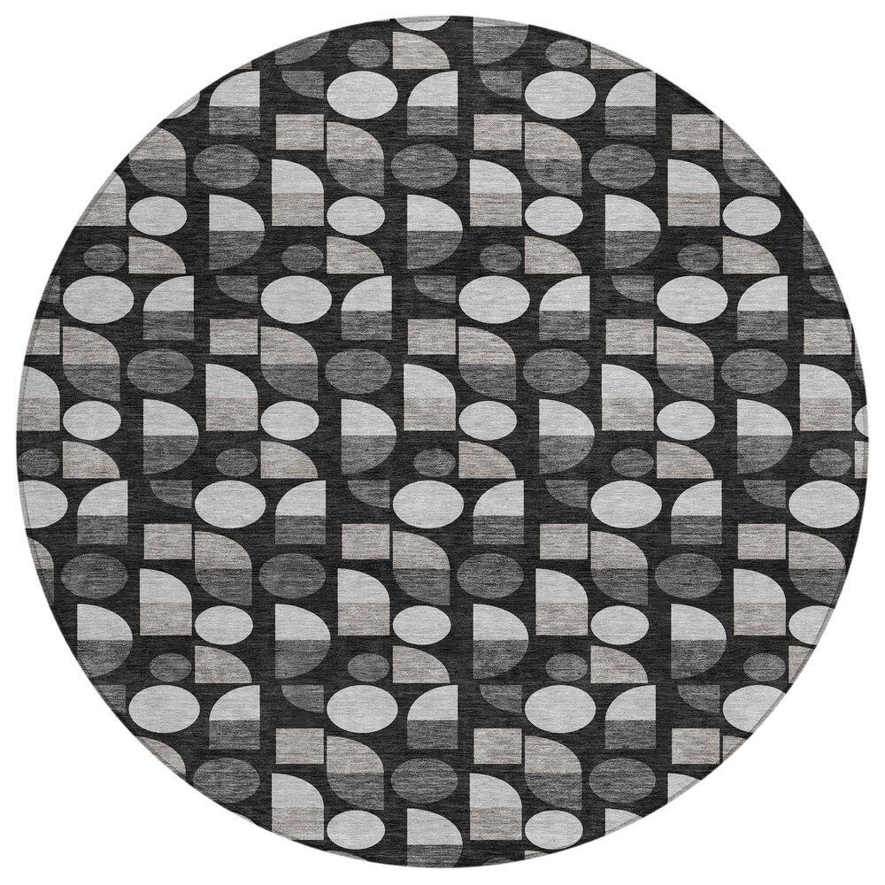 Chantille Machine Washable Indoor/Outdoor Abstract ACN2921 Black 8 ft. x 8 ft. Round Rug price history on PriceWatchPro
