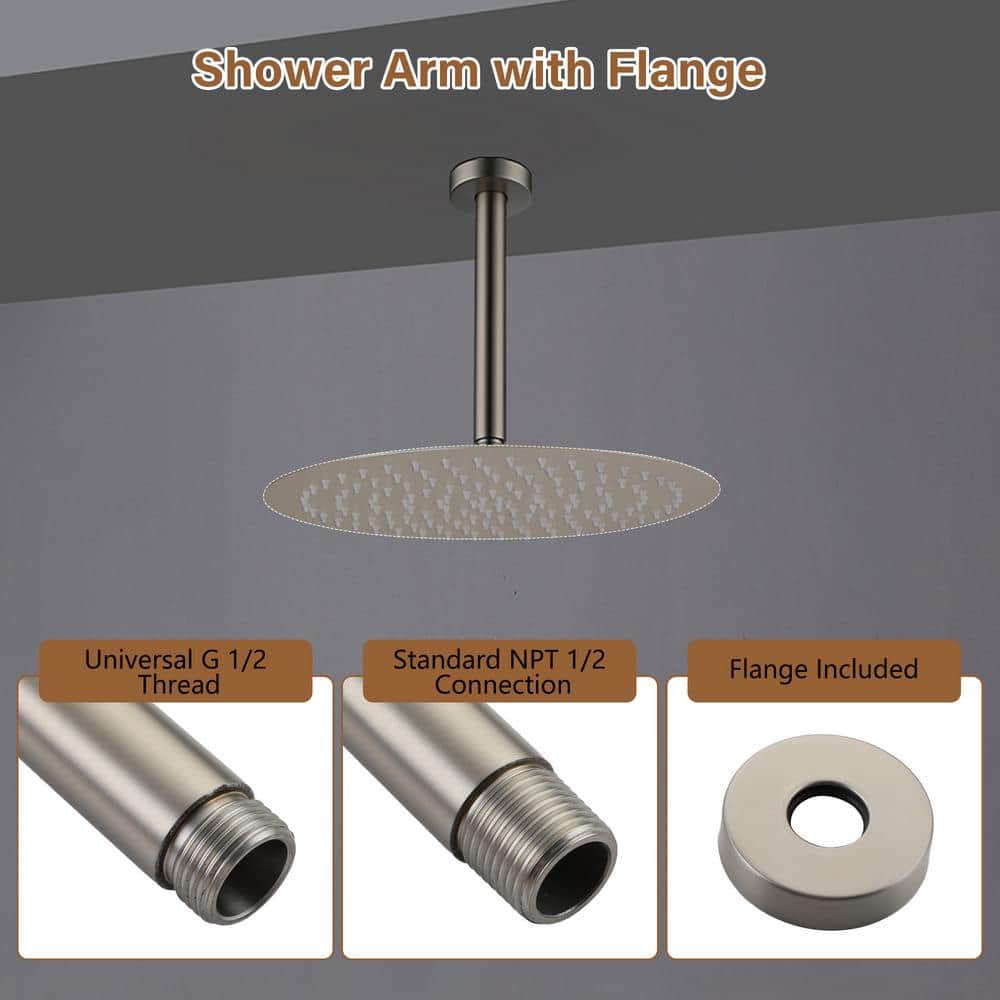 8-Inch Brushed Nickel Ceiling Mounted Shower Arm