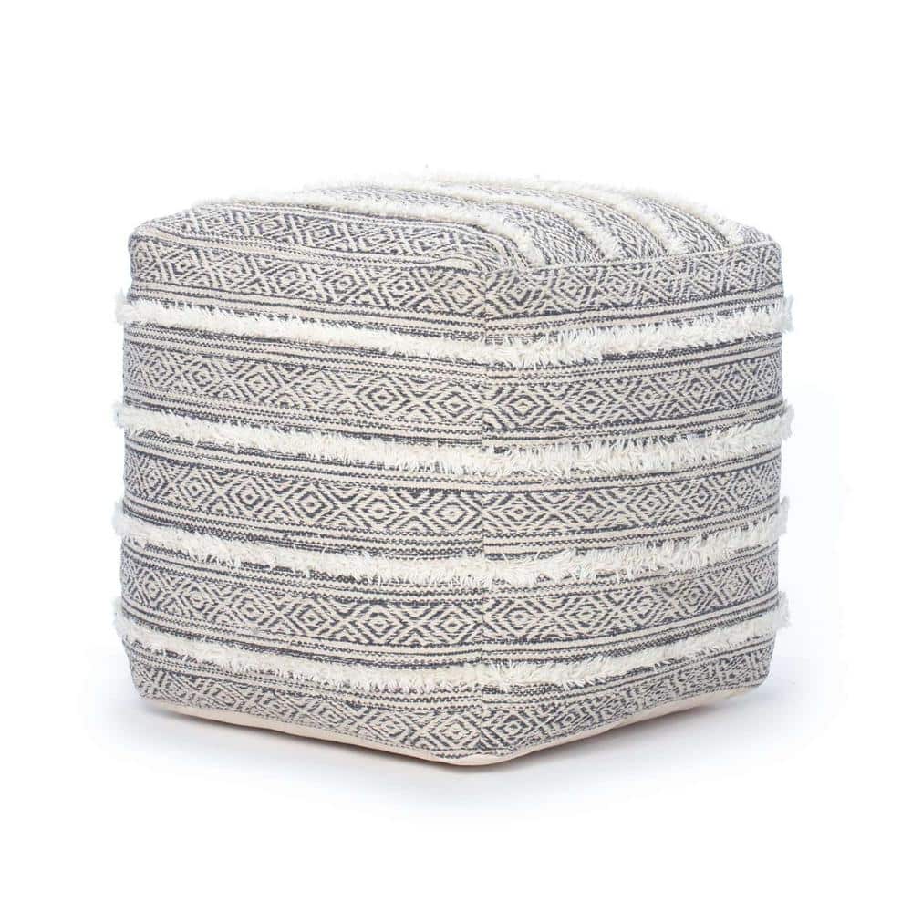 Taos 20 in. x 20 in. x 20 in. Gray and Ivory Pouf