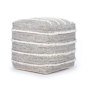 Taos 20 in. x 20 in. x 20 in. Gray and Ivory Pouf