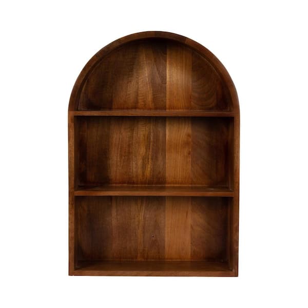 Kate and Laurel Arcott 18 in. W x 26 in. H x 6 in. D Walnut Brown Wood Decorative Wall Shelf 228640