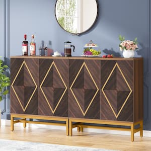 Alan Dark Brown MDF 59 in. Buffet Sideboard with 4 Doors for Dining Room Living Room