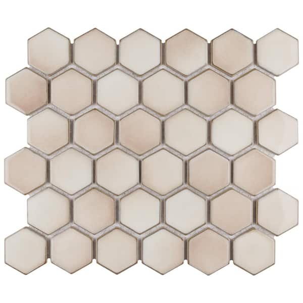 Merola Tile Hudson Due 2" Hex Truffle 10-7/8 in. x 12-5/8 in. Porcelain Mosaic Tile (9.7 sq. ft./Case)