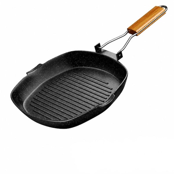9.5 in. Nonstick Grill Pan Indoor Grilling Skillet for Stove Top Steak Bacon Stovetop Cast Iron Style