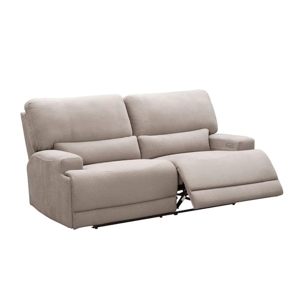 DEVON & CLAIRE Trevor Cream Fabric Power Recliner Sofa