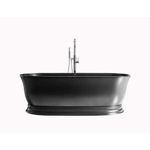 Heritage 70.9 in. x 31.5 in. Solid Surface Soaking Bathtub with Center Drain in Black