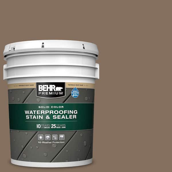 BEHR PREMIUM 5 gal. #N230-6 Whiskey Barrel Solid Color Waterproofing Exterior Wood Stain and Sealer
