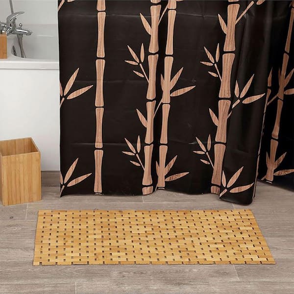 Light Brown 31.5 in. L x 20 in. W Bamboo Rug Bath Mat Anti Slippery 7401162  - The Home Depot