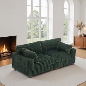 Uixe 90 in. Square Arm Corduroy Fabric Rectangle Upholstered 2