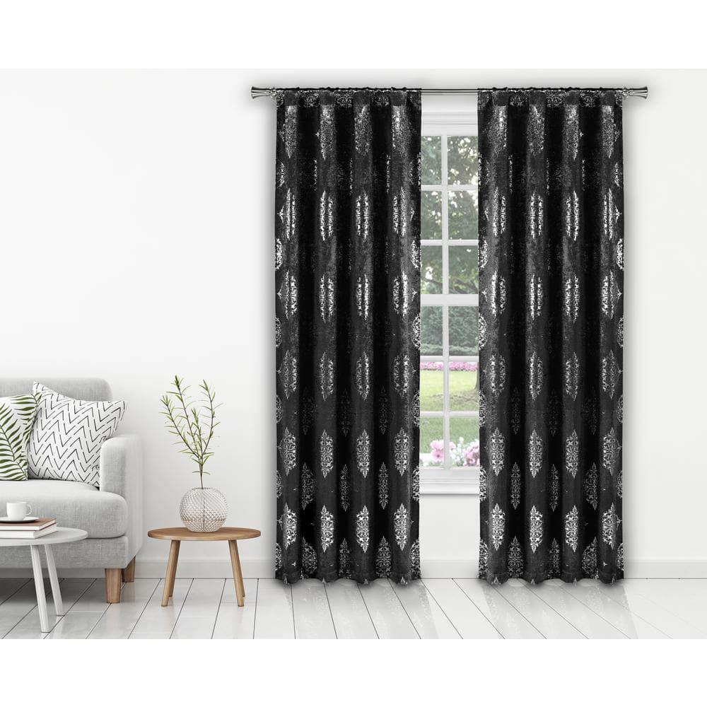 Nash 37 in. W x 84 in. L Polyester Window Panel in Black