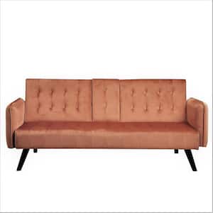 Cricklade 72 in. Cocoa Brown Velvet 2-Seater Twin Sleeper Convertible Sofa Bed with Tapered Legs
