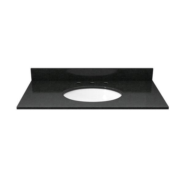 Solieque 31 in. Granite Vanity Top in Absolute Black with White Basin