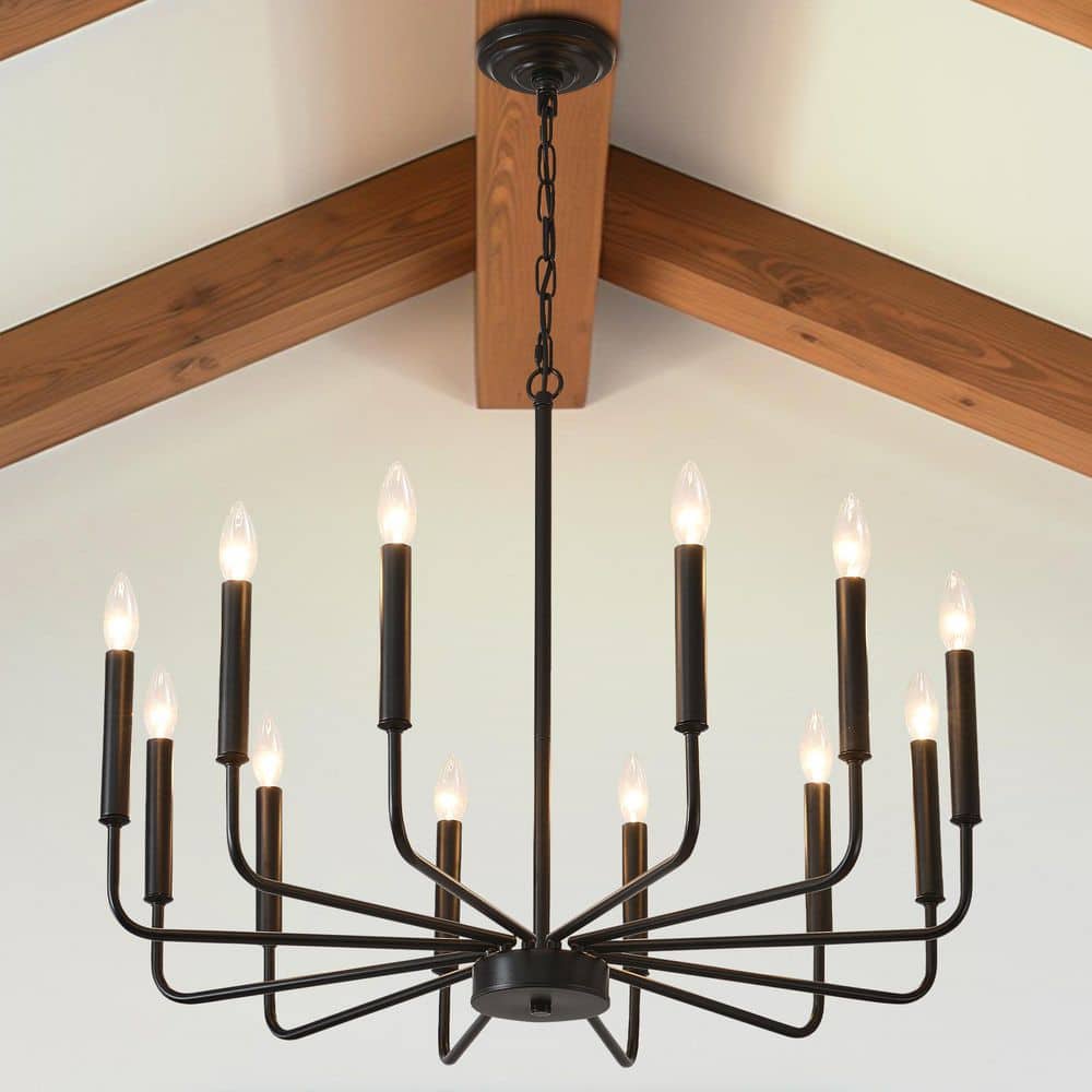 12 Lights Farmhouse Chandelier Dining Room Black Hanging Dining Light Fixtures Industrial Chandelier for Foyer Entryway price history on PriceWatchPro