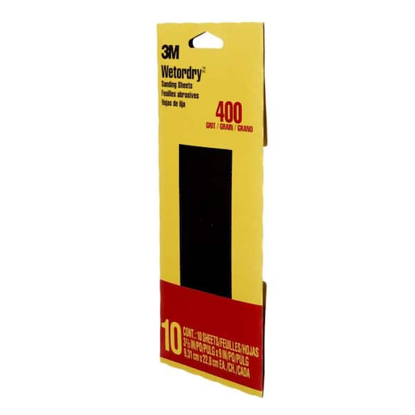 3M Imperial Wetordry 3.7 in. x 9 in. Super Fine 400-Grit Sheet Sandpaper (10-Sheets/Pack)