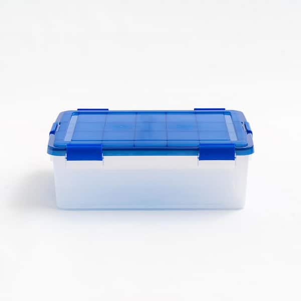 Iris 10 gal. Weatherpro Clear Plastic Storage Box with Blue Lid (3-pack)