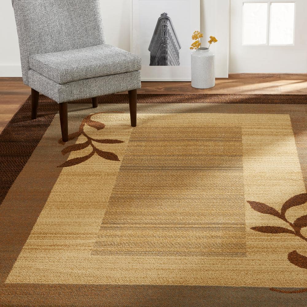 Clover Brown and Blue Modern Elegance Rectangular Area Rug, 43"x62"