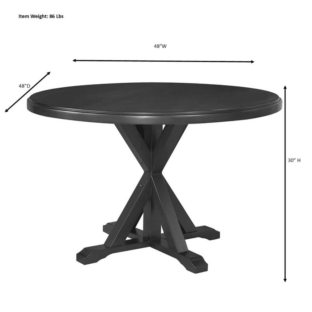 Winslet Round Black Wood X Base Dining Table