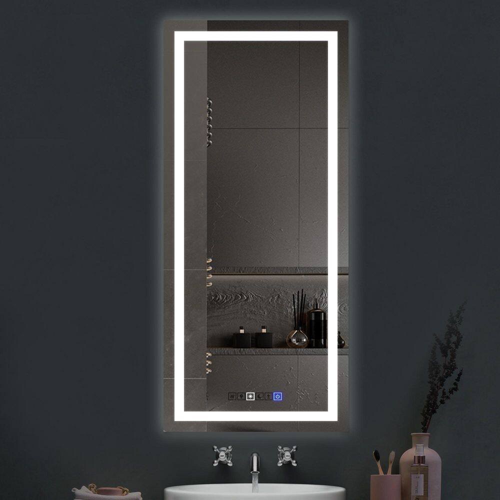18" x 40" Frameless LED Lighted Anti-Fog Wall Mirror