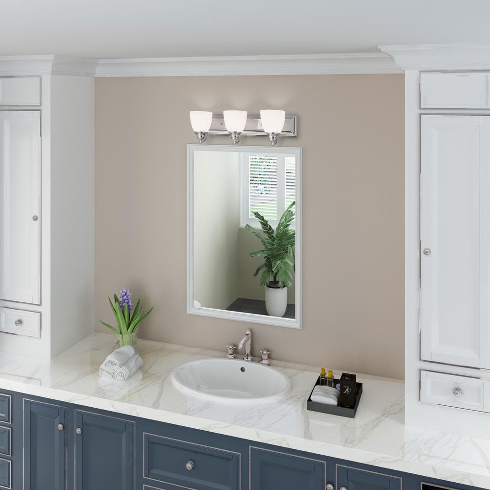 Springfield Polished Chrome 3-Light Vanity with Satin Opal White Glass