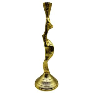 Gold 13.5 in. x 4 in. Decorative Modern Metal Candle Holder