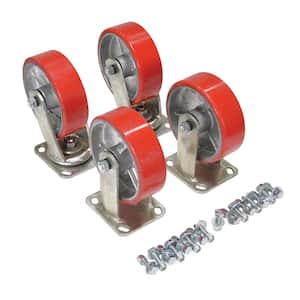 4,800 lb. Capacity 6 in. x 2 in. Poly-On-Steel Caster Kit - Set of 4