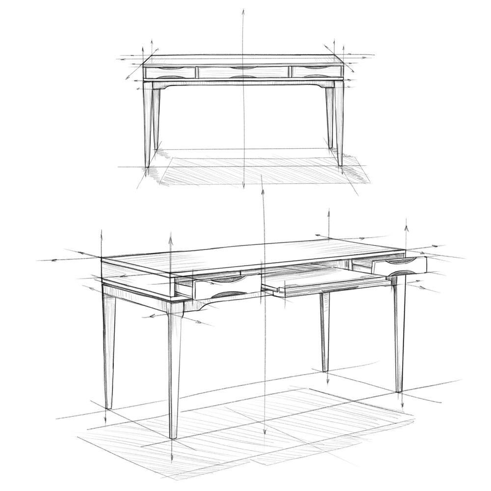 Harper Black Solid Wood Desk with Keyboard Tray
