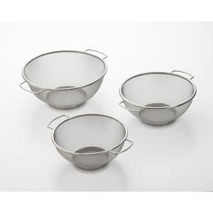 Stainless Steel Fine Mesh Colander with Resting Base (Set of 3)