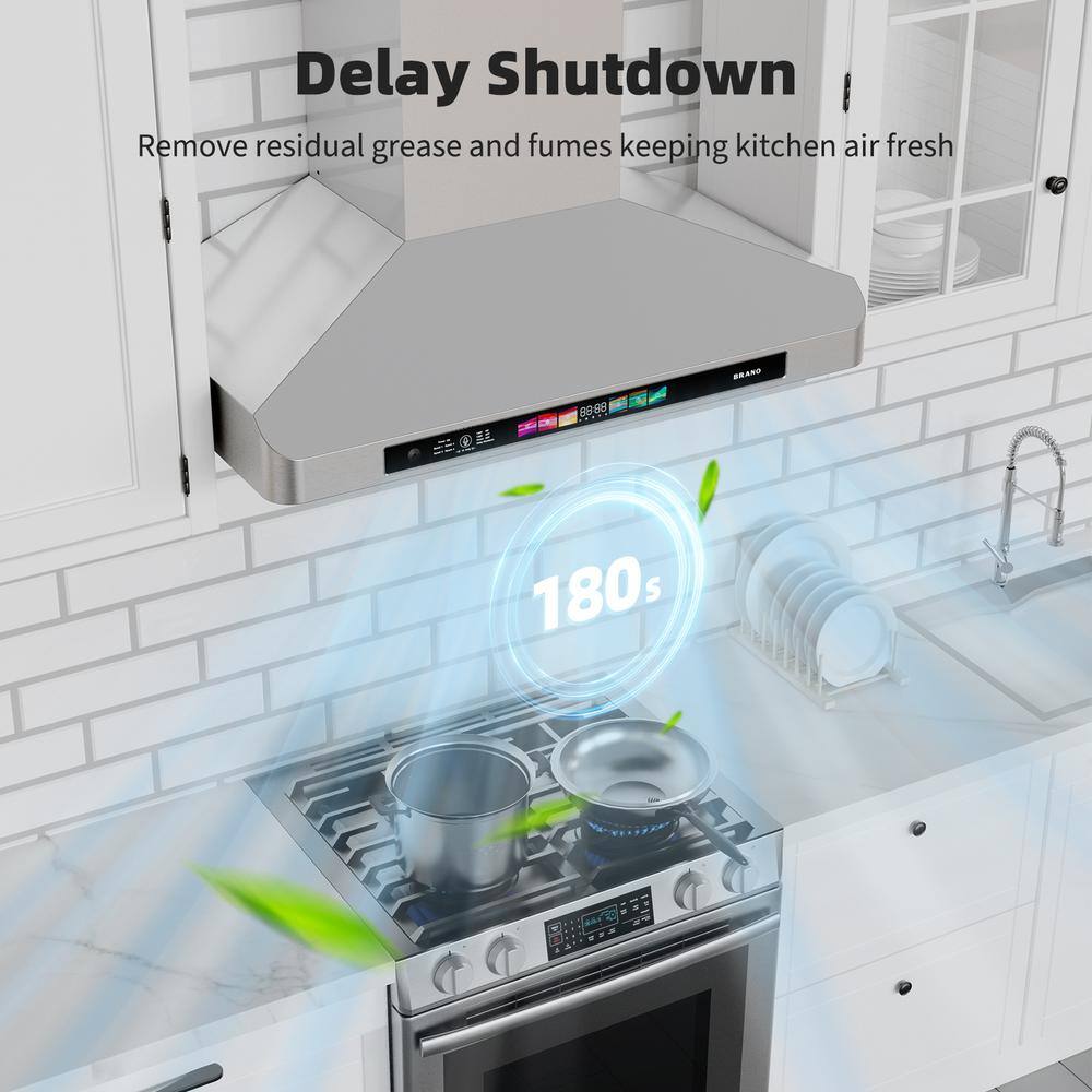30-Inch Stainless Steel Convertible Wall Mount Range Hood with Touch Control